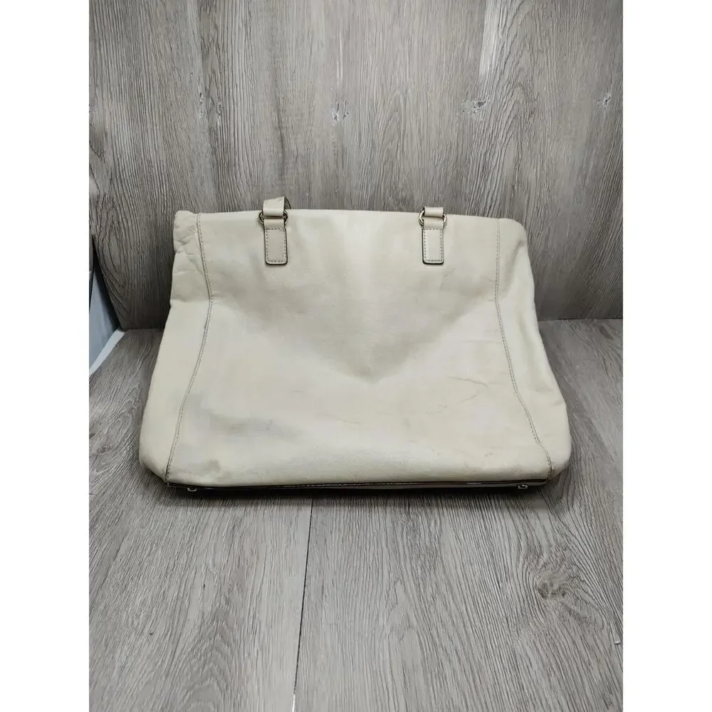 Kate Spade Baxter Street Cobble Hill Carry All Leather Top Handle Bag Cream